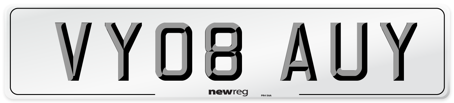 VY08 AUY Number Plate from New Reg